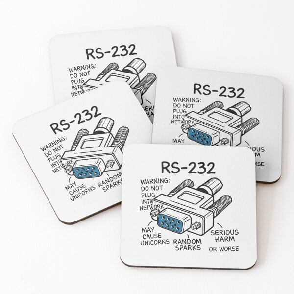 Item preview, RS-232 Warning Design with Satirical Tech Humor and Retro Connector Illustration designed and sold by SplashTastic.