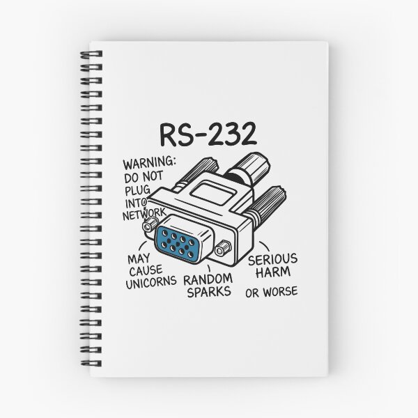 Item preview, RS-232 Warning Design with Satirical Tech Humor and Retro Connector Illustration designed and sold by SplashTastic.