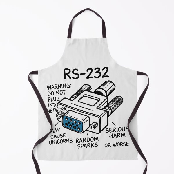 Item preview, RS-232 Warning Design with Satirical Tech Humor and Retro Connector Illustration designed and sold by SplashTastic.
