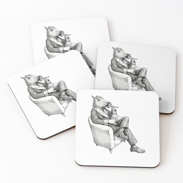 Item preview, Horse Man Drinking Martini and Smoking Cigar in Chair designed and sold by Naux | Design & Illustration.