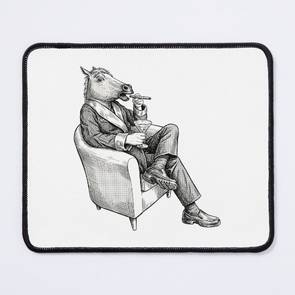 Item preview, Horse Man Drinking Martini and Smoking Cigar in Chair designed and sold by Naux | Design & Illustration.