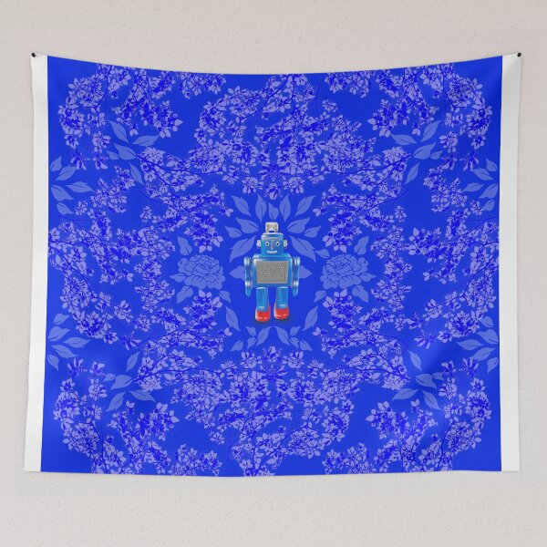 Item preview, AI unisex Rob the robot in blumen blue foliage  designed and sold by SueKnox.