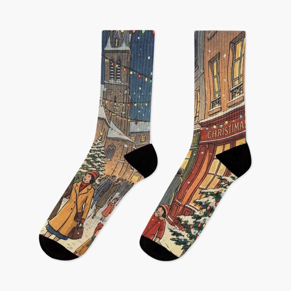 Item preview, Nostalgic Christmas Street in Winter designed and sold by Takeda-art.