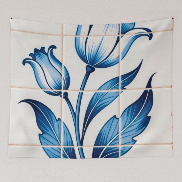 Item preview, Blue Portuguese Azulejo Floral Tiles   designed and sold by vivaportugalstore.