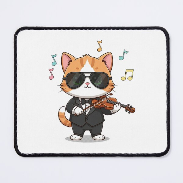 Item preview, Cute Cat Playing Violin Embroidered Style | Funny Cat Musician Violinist Gift Sticker designed and sold by GeniePixel.