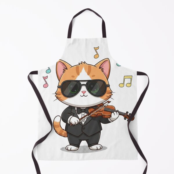 Item preview, Cute Cat Playing Violin Embroidered Style | Funny Cat Musician Violinist Gift Sticker designed and sold by GeniePixel.