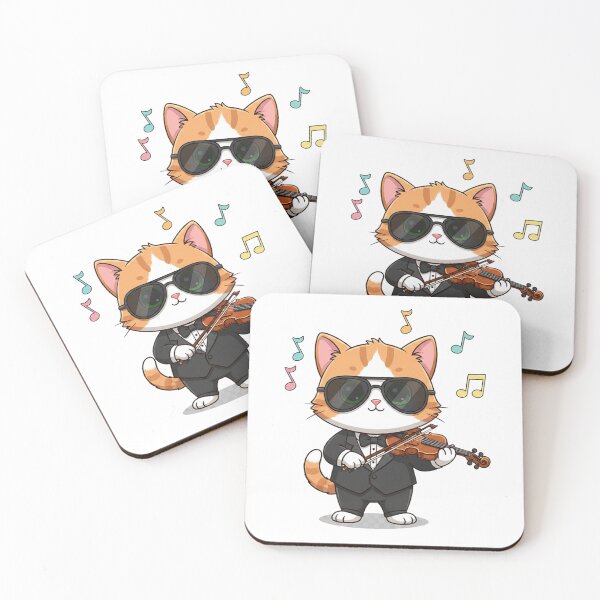 Item preview, Cute Cat Playing Violin Embroidered Style | Funny Cat Musician Violinist Gift Sticker designed and sold by GeniePixel.