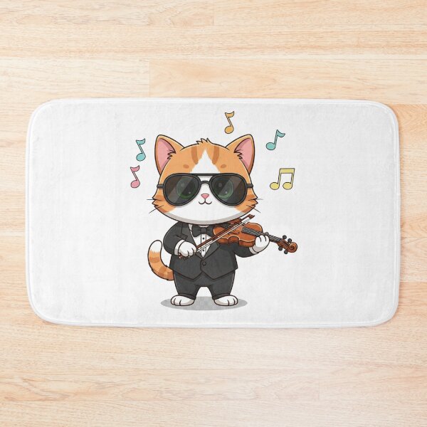 Item preview, Cute Cat Playing Violin Embroidered Style | Funny Cat Musician Violinist Gift Sticker designed and sold by GeniePixel.