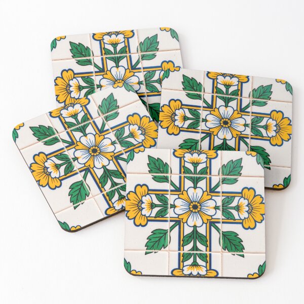Item preview, Portuguese Azulejo Floral Cross Tiles designed and sold by vivaportugalstore.