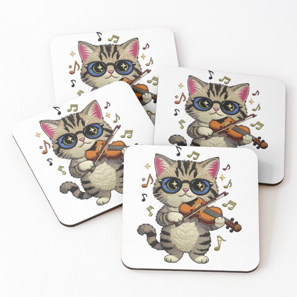 Item preview, Cute Cat Playing Violin Embroidered Style | Funny Cat Musician Violinist Gift Tee designed and sold by GeniePixel.