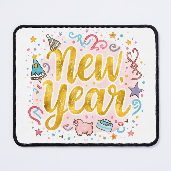 Item preview, Elegant Golden Happy New Year Calligraphy Illustration on a White Background, Perfect for Celebrations, Events, and Festive Design Projects in a Cheerful and Stylish Theme designed and sold by PWDigitalArt.