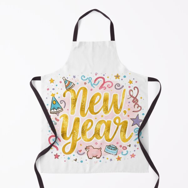 Item preview, Elegant Golden Happy New Year Calligraphy Illustration on a White Background, Perfect for Celebrations, Events, and Festive Design Projects in a Cheerful and Stylish Theme designed and sold by PWDigitalArt.