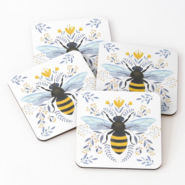 Item preview, Gothic Bee Botanical Folk Art designed and sold by CottonandQuill.