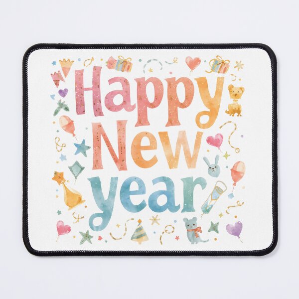 Item preview, Happy New Year 2026 banner with a vibrant watercolor splash and scattering golden glitter designed and sold by PWDigitalArt.