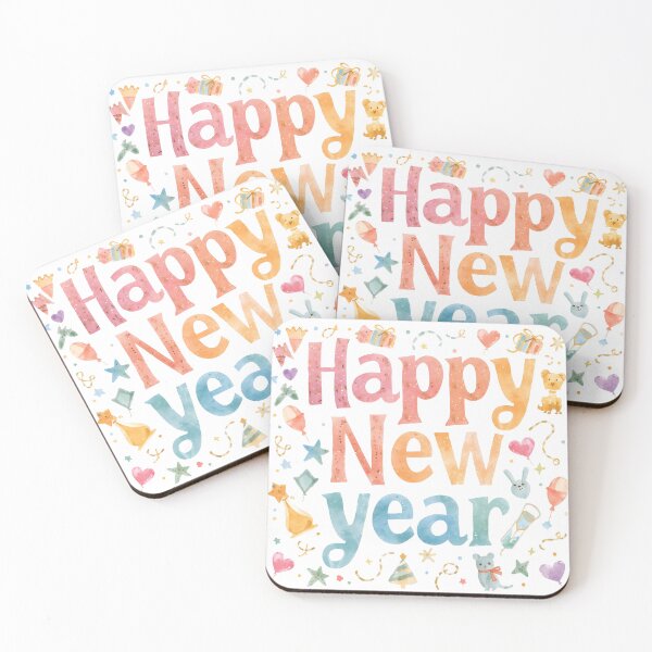 Item preview, Happy New Year 2026 banner with a vibrant watercolor splash and scattering golden glitter designed and sold by PWDigitalArt.