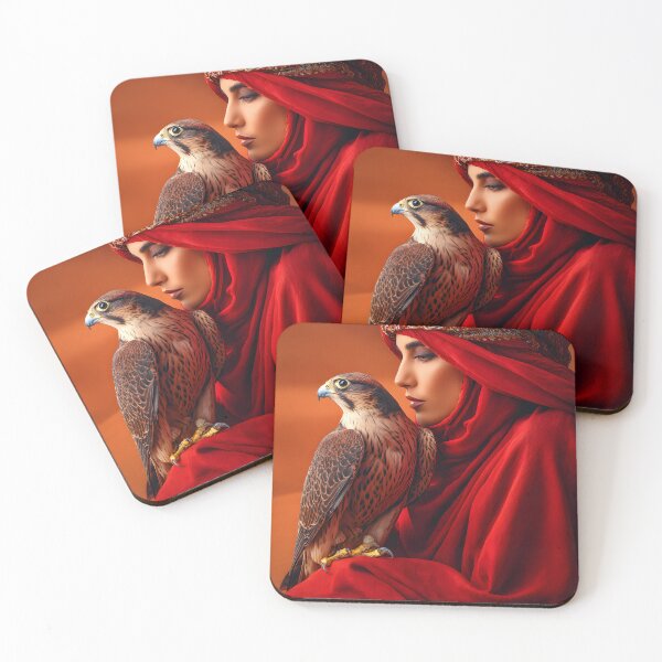 Item preview, Regal Falcon and Veiled woman in Desert Landscape designed and sold by Artessie.