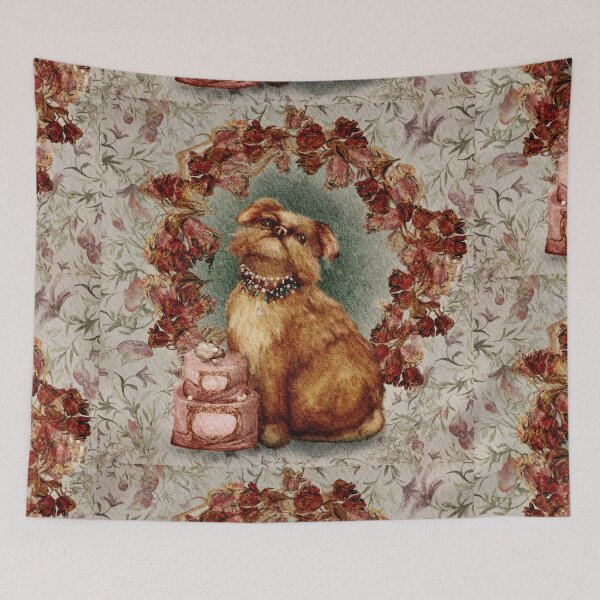 Item preview, Whimsical Marie Antoinette’s Adorable Puppy In Jewels With Pink Cake Watercolor designed and sold by Monica Laipple.