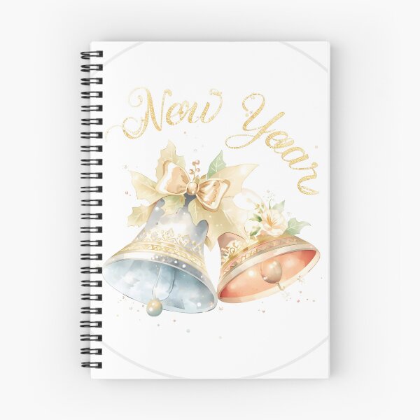 Item preview, Celebratory decoration features two ornamental shiny bells, tied with a blue ribbon. Glittering numbers text 2026 are placed above the bells, announcing the happy new year designed and sold by PWDigitalArt.