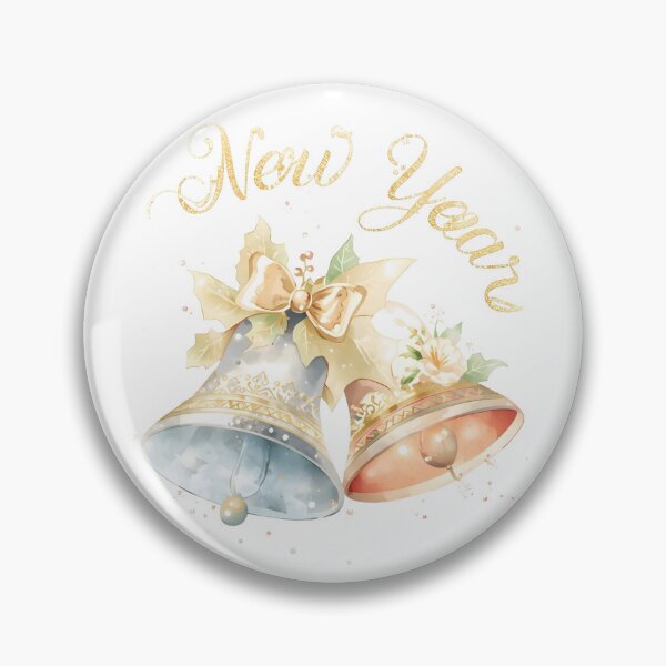 Item preview, Celebratory decoration features two ornamental shiny bells, tied with a blue ribbon. Glittering numbers text 2026 are placed above the bells, announcing the happy new year designed and sold by PWDigitalArt.