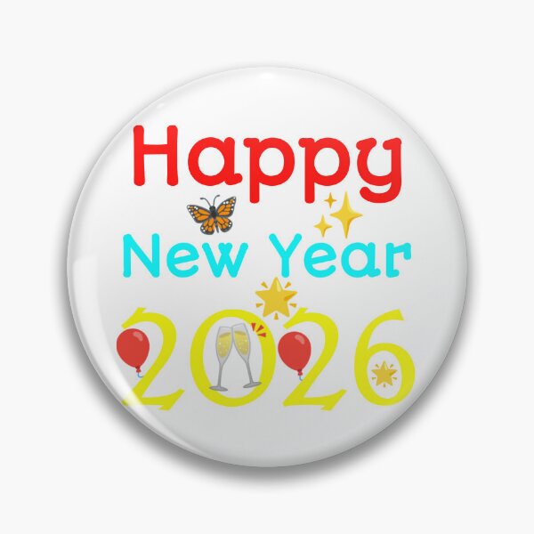 Item preview, Happy New Year 2026 Celebration with Champagne Toast, Balloons, Butterfly and Stars - Festive Emoji Clipart Design designed and sold by Faali950.