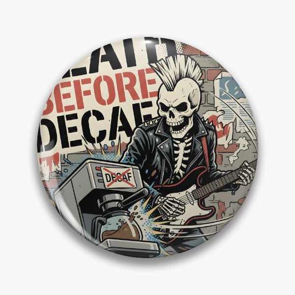 Item preview, Death Before Decaf | Punk Rock Skeleton & Coffee Lover Art designed and sold by GhostMode404.