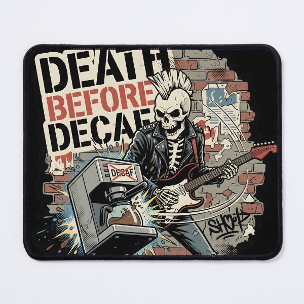 Item preview, Death Before Decaf | Punk Rock Skeleton & Coffee Lover Art designed and sold by GhostMode404.