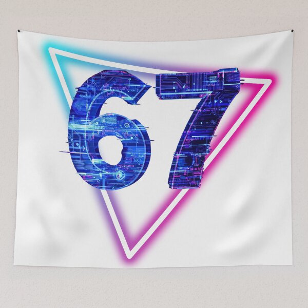 Item preview, Retro Neon Synthwave 67 Six Seven designed and sold by WHITE FLAME PRINTS.