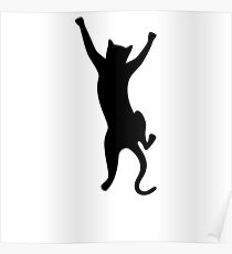Climbing black cat Poster