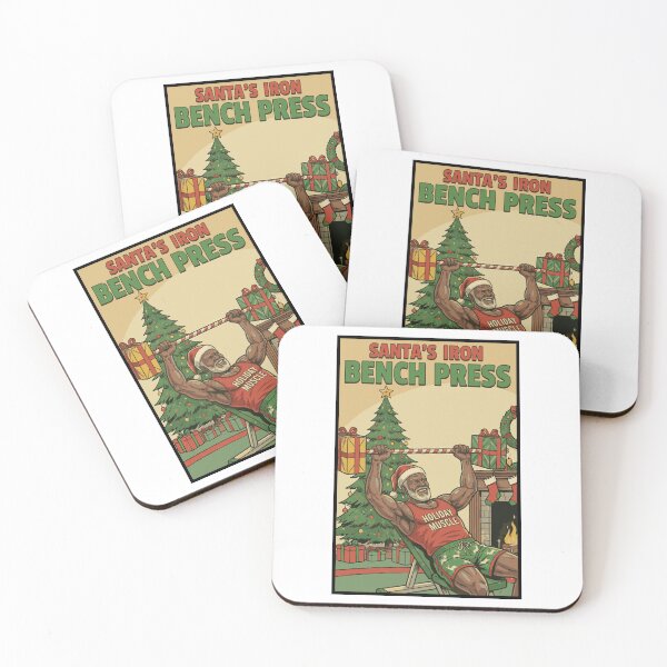 Item preview, Santa's Iron Bench Press - Black Muscle Daddy Gym Christmas designed and sold by muscledaddies.