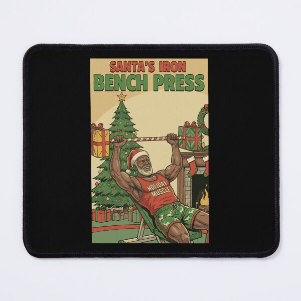 Item preview, Santa's Iron Bench Press - Black Muscle Daddy Gym Christmas designed and sold by muscledaddies.