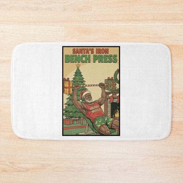 Item preview, Santa's Iron Bench Press - Black Muscle Daddy Gym Christmas designed and sold by muscledaddies.