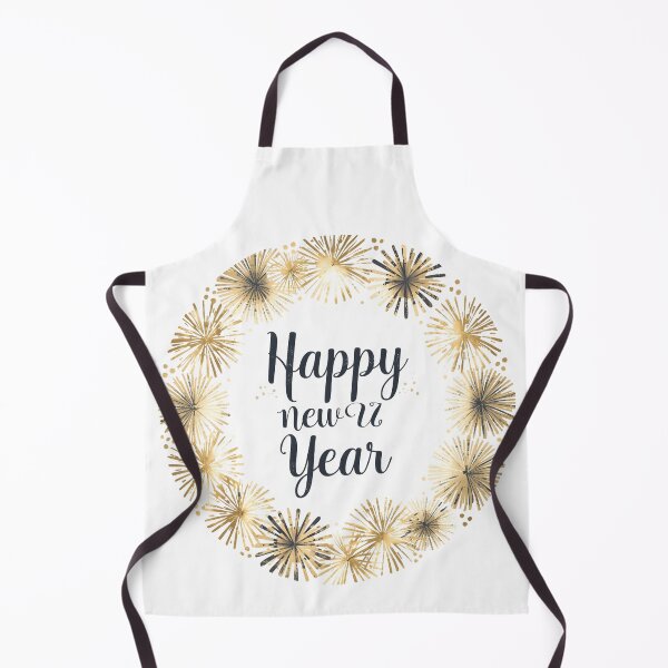 Item preview, Happy new year text with glitter frame and colorful confetti and fireworks isolated on white background. designed and sold by PWDigitalArt.