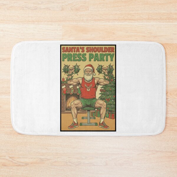 Item preview, Santa's Shoulder Press Party - Muscle Daddy Gym Christmas Workout designed and sold by muscledaddies.
