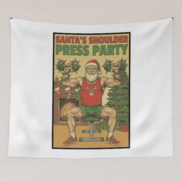 Item preview, Santa's Shoulder Press Party - Muscle Daddy Gym Christmas Workout designed and sold by muscledaddies.