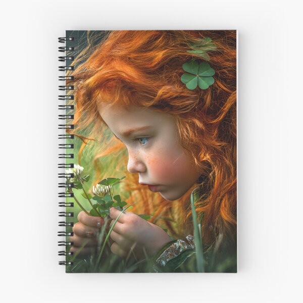 Item preview, Young girl with vibrant red hair and flowers designed and sold by Artessie.