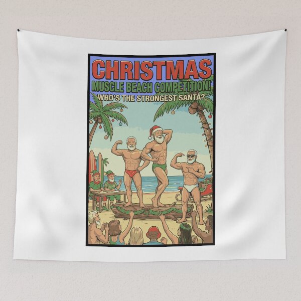 Item preview, Christmas Muscle Beach Competition - Who's The Strongest Santa Daddy designed and sold by muscledaddies.