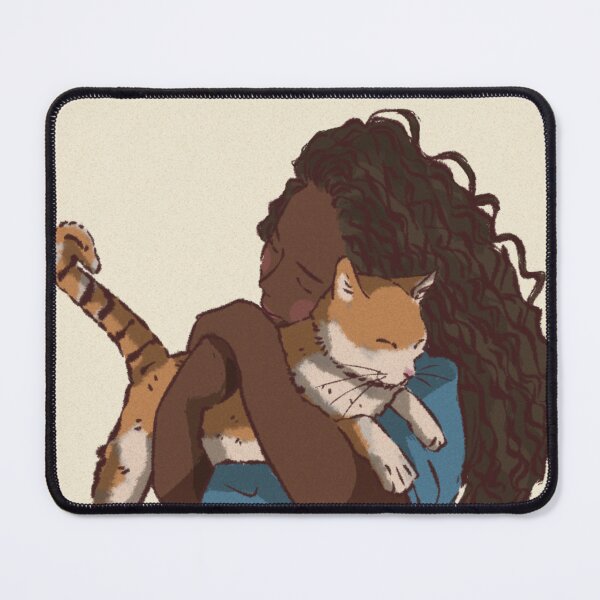 Item preview, Woman in a blue shirt holding her cute cat  designed and sold by Hessah-HA.
