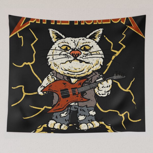 Item preview, Cattie Munson - Funny 80s Heavy Metal Guitar Cat Parody designed and sold by AdyKurniawan.