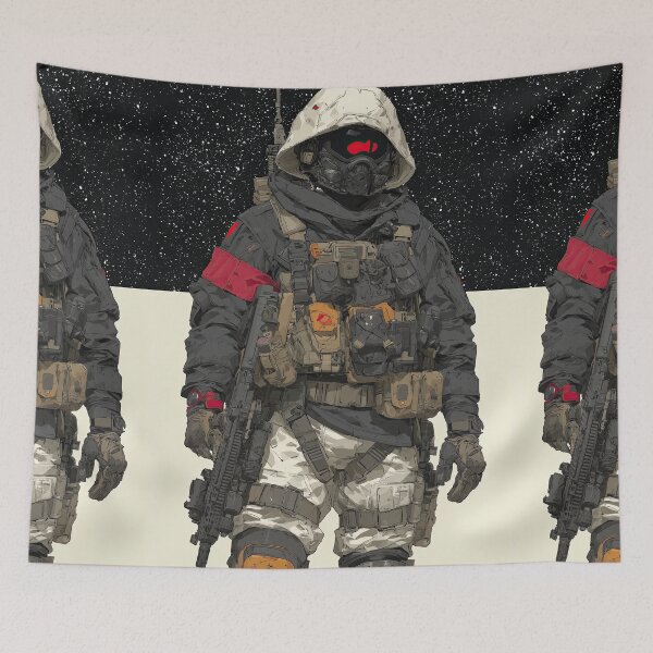 Item preview, Futuristic Tactical Soldier In White Hoodie And Mask designed and sold by Piotrek0001.
