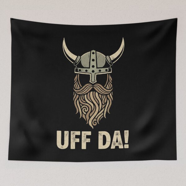 Item preview, Uff Da Norwegian Quote Scandinavian Viking Helmet Beard Man designed and sold by Alexis Art Collection.
