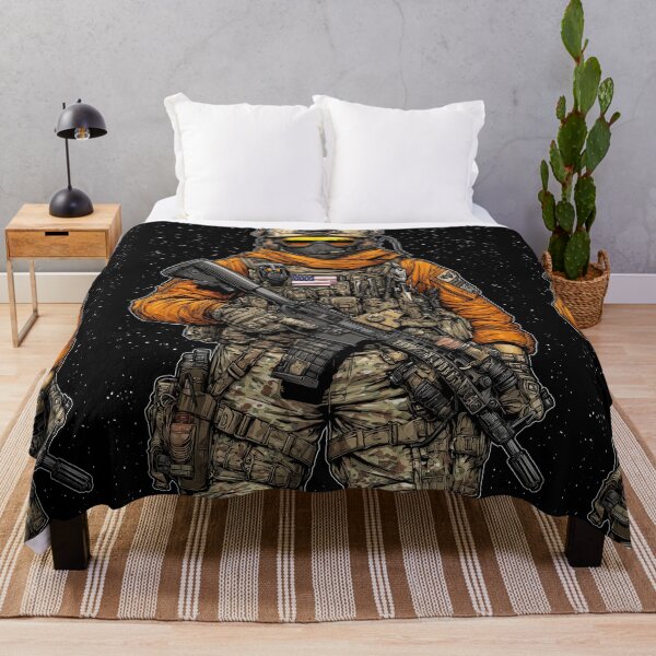 Item preview, Night Ops Soldier Wearing Orange Scarf Under Stars designed and sold by Piotrek0001.
