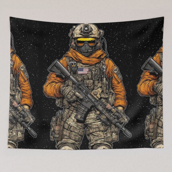 Item preview, Night Ops Soldier Wearing Orange Scarf Under Stars designed and sold by Piotrek0001.