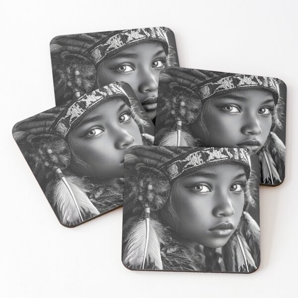 Item preview, Striking Mono Portrait of Young Native American Girl designed and sold by Artessie.