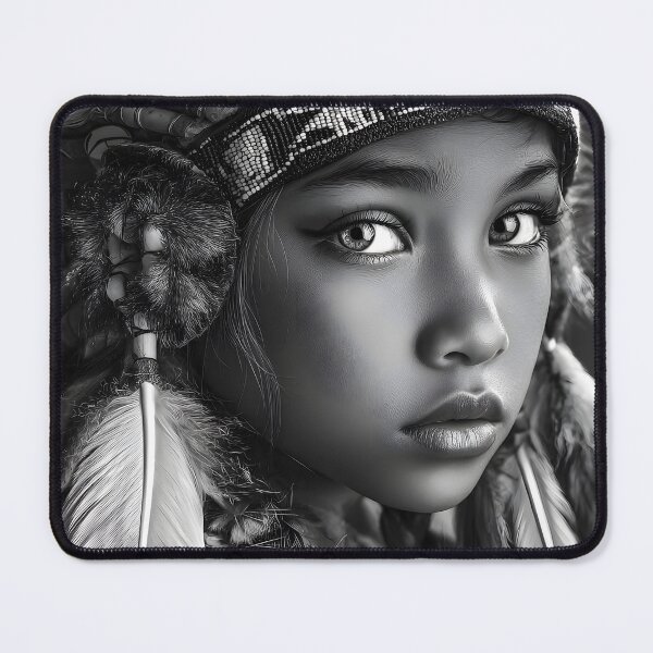 Item preview, Striking Mono Portrait of Young Native American Girl designed and sold by Artessie.
