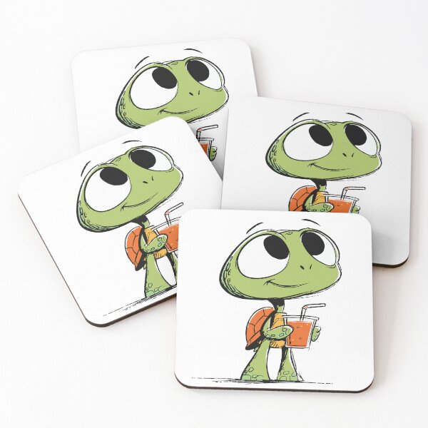 Item preview, Cute Baby Turtle Holding a Sippy Cup Cartoon Drawing designed and sold by LD ART.