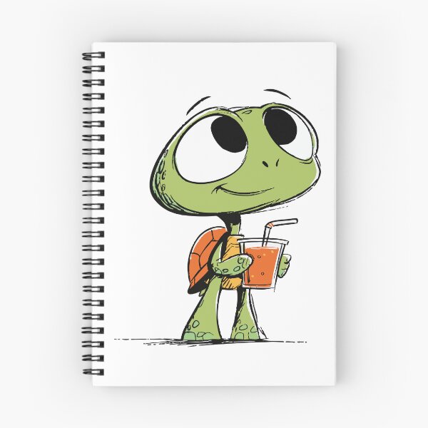 Item preview, Cute Baby Turtle Holding a Sippy Cup Cartoon Drawing designed and sold by LD ART.