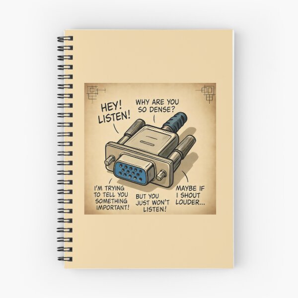 Item preview, VGA Connector Cartoon Design with Frustrated Speech Bubbles and Tech Humor designed and sold by SplashTastic.