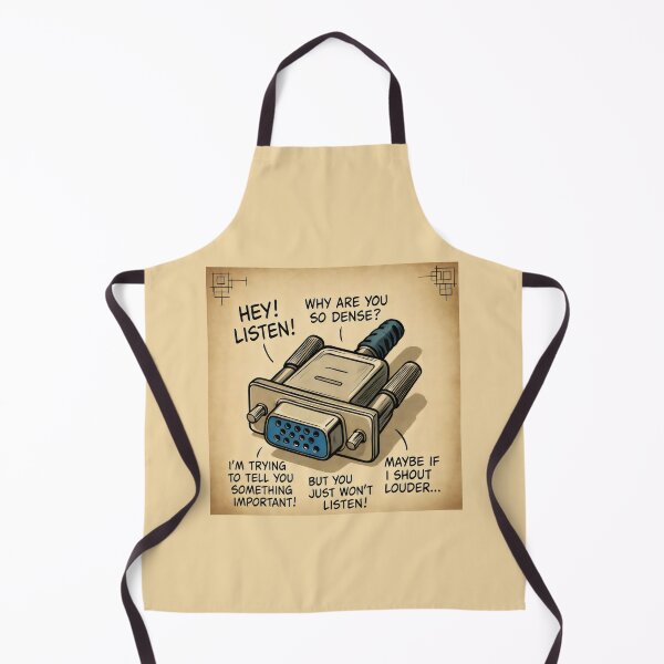 Item preview, VGA Connector Cartoon Design with Frustrated Speech Bubbles and Tech Humor designed and sold by SplashTastic.