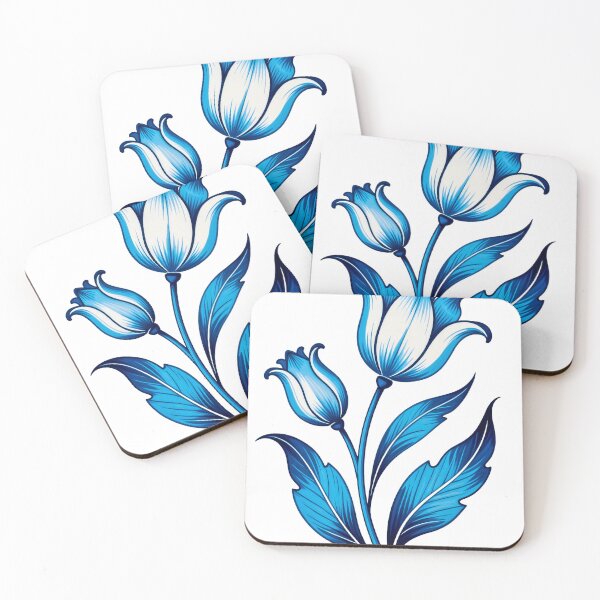 Item preview, Blue Azulejo Tulip Flower Illustration  designed and sold by vivaportugalstore.