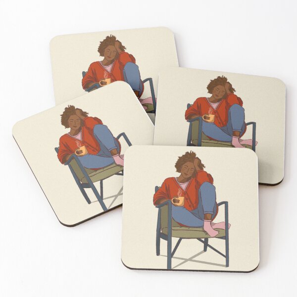 Item preview, Woman drinking coffee with red cardigan  designed and sold by Hessah-HA.